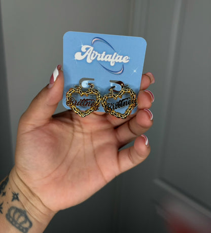 Mini Gold Rope Heart Hoops